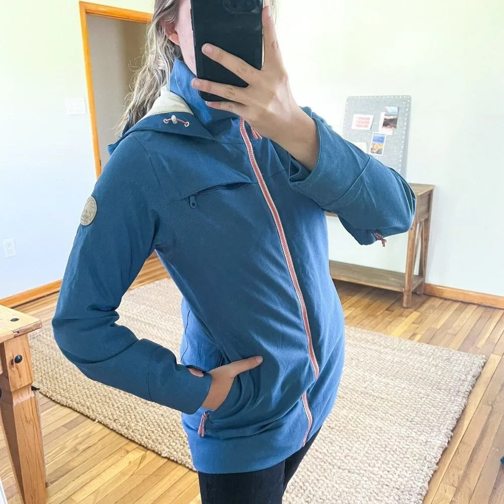 Burton Denim Blue Ski Snowboarding Full Zip Outdoor Hooded Jacket Coat S